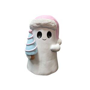White Ghost Pink Santa Hat & Christmas Tree Decor